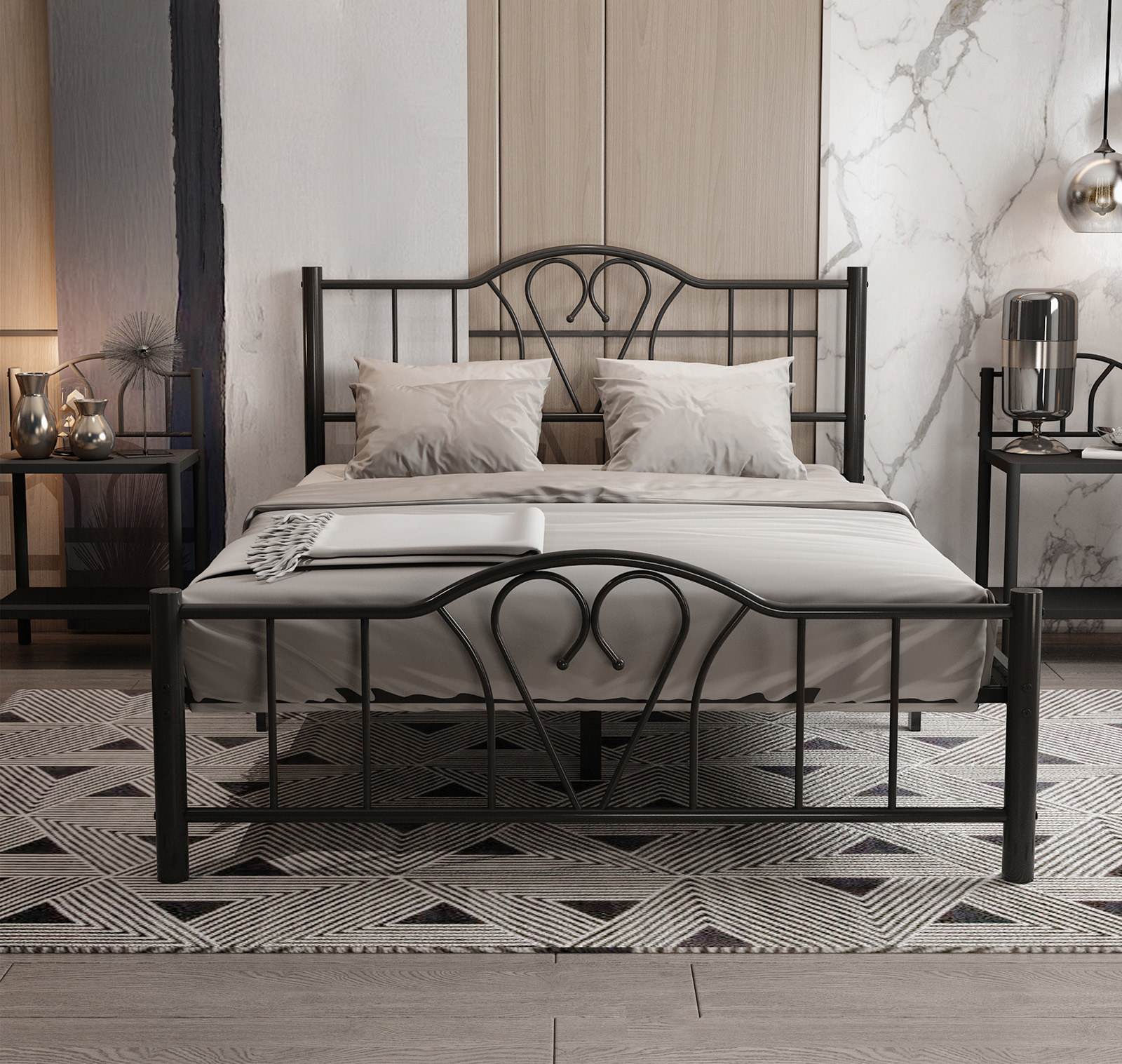 Bed met opbergruimte Abril Zwart