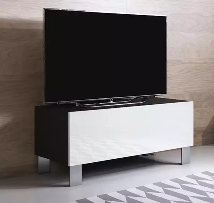 tv-meubel-luke-h1-100x30-aluminium-poten-zwart-wit