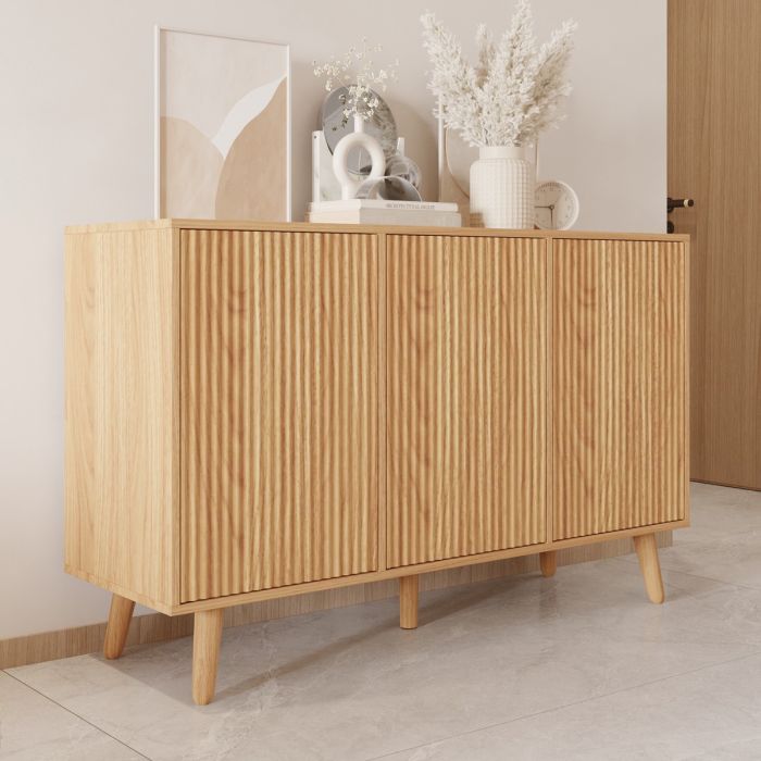 Dressoir kleur Eiken Alba 120 cm met geribbelde deuren Renzo