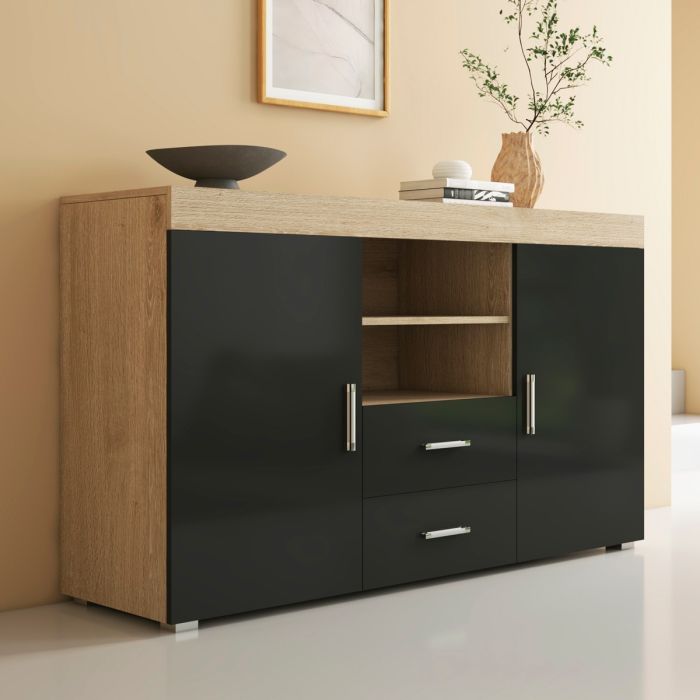 Dressoir model Roque - Sonoma en Zwart