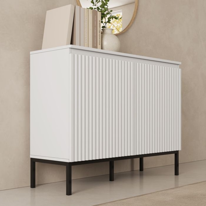 Geribbeld dressoir model Logan 2 deuren kleur Wit