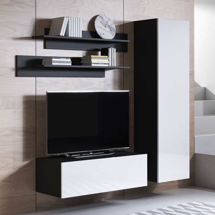 Meubelcombinatie Luke 1D (1,6m) - Zwart en Wit