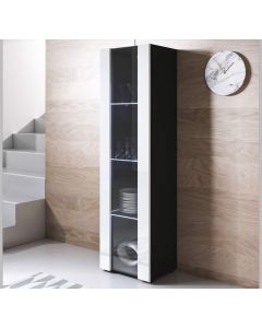 Vitrinekast model Luke V5 met standaard poten (40x167cm) - Zwart en Wit