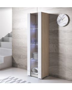 Vitrinekast model Luke V5 met standaard poten (40x167cm) - Sonoma en Wit
