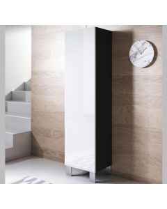 Vitrinekast model Luke V4 met aluminium poten (40x177cm) - Zwart en Wit
