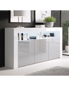 Dressoir model Aker - Wit met grijs glanzend