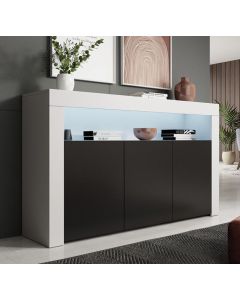 Dressoir model Aker - Wit met zwart mat