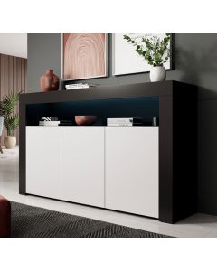 Dressoir model Aker - Zwart met wit mat