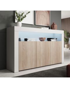 Dressoir model Aker - Wit met sonoma mat