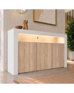 Dressoir model Aker - Wit met sonoma mat