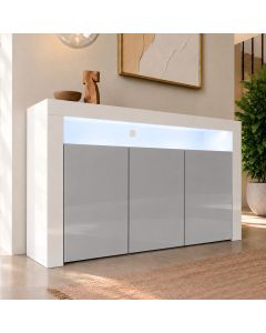 Dressoir model Aker - Wit met grijs glanzend
