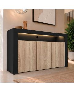 Dressoir model Aker - Zwart en sonoma mat