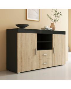 Dressoir model Roque - Zwart en Sonoma