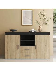 Dressoir model Roque - Zwart en Sonoma