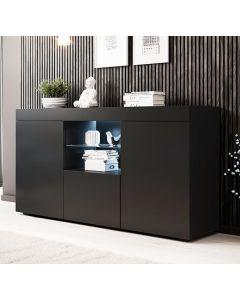 Dressoir model Natolia - mat zwart 150 x 83 cm.