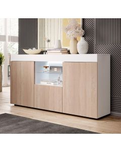 Dressoir model Sefora - wit en sonoma 135x73cm.