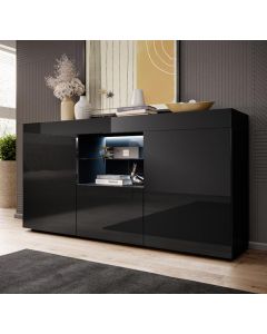 Dressoir model Sefora - glans Zwart 135x72cm.