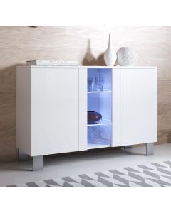 Dressoir model Luke A1 met aluminium poten (120x82cm) - Wit