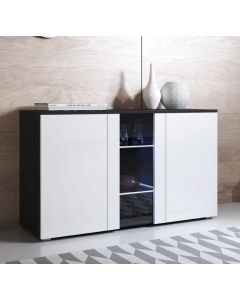 Dressoir model Luke A1 met standaard poten (120x72cm) - Zwart en Wit