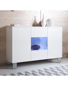 Dressoir model Luke A2 met aluminium poten (120x82cm) - Wit