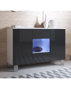 Dressoir model Luke A2 met aluminium poten (120x82cm) - Wit en Zwart