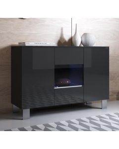Dressoir model Luke A2 met aluminium poten (120x82cm) - Zwart