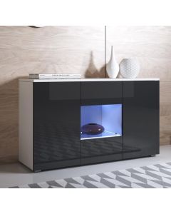 Dressoir model Luke A2 met standaard poten (120x72cm) - Wit en Zwart