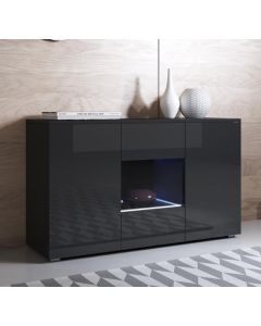 Dressoir model Luke A2 met standaard poten (120x72cm) - Zwart