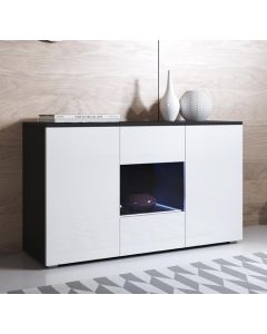 Dressoir model Luke A2 met standaard poten (120x72cm) - Zwart en Wit
