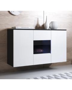 Dressoir model Luke A2 (120x70cm) - Zwart en wit