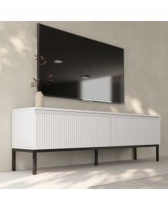 Geribbeld tv-dressoir model Logan kleur Wit