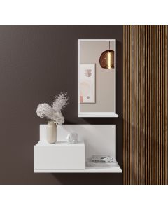 Halmeubel met lade en spiegel Isabela kleur wit