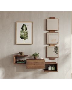 Halmeubel kleur Walnoot Ambar met lade en spiegel Neo
