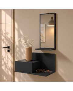Halmeubel met lade en spiegel Isabela kleur zwart