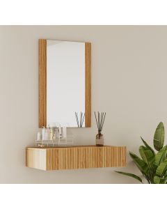 Kaptafel kleur Eiken Alba geribbeld met lade en spiegel Velia