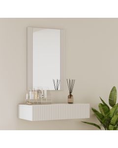 Kaptafel Wit geribbeld met spiegel en lade Velia