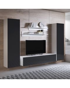 Meubelcombinatie Luke 7C (2,6m) - Wit en Zwart