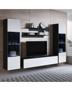 Meubelcombinatie Luke 9D (2,6m) - Zwart en Wit