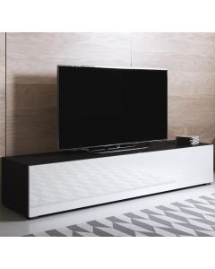 TV-Meubel model Luke H2 met standaard poten (160x32cm) - Zwart en Wit