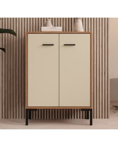 Opbergkast kleur Walnoot Ambar en Beige 84 cm Lander L15