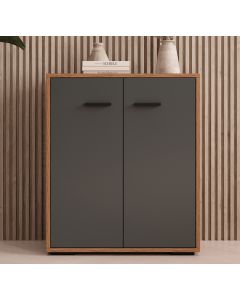 Opbergkast kleur Walnoot Ambar en Grijs 71 cm Lander L2