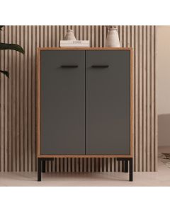Opbergkast kleur Walnoot Ambar en Grijs 84 cm Lander L15