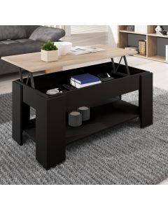 Salontafel Zwart en Sonoma 100 cm Nicoleta