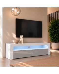 TV-Meubel Aker (140x50,5cm) - Wit en Grijs