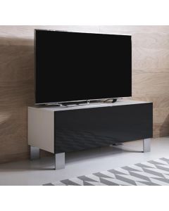 TV-Meubel model Luke H1 met aluminium poten (100x42cm) - Wit en Zwart