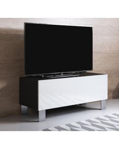 TV-Meubel model Luke H1 met aluminium poten (100x42cm) - Zwart en Wit