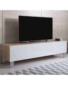 TV-Meubel model Luke H2 met aluminium poten (160x42cm) - Sonoma en Wit