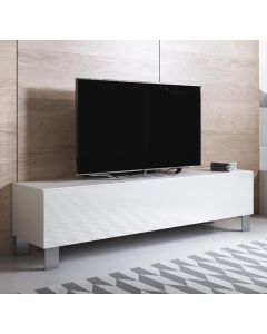 TV-Meubel model Luke H2 met aluminium poten (160x42cm) - Wit