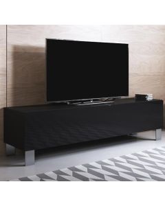 TV-Meubel model Luke H2 met aluminium poten (160x42cm) - Zwart