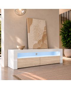 TV-Meubel Aker (140x50,5cm) - Wit en sonoma